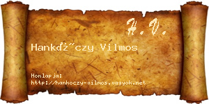 Hankóczy Vilmos névjegykártya